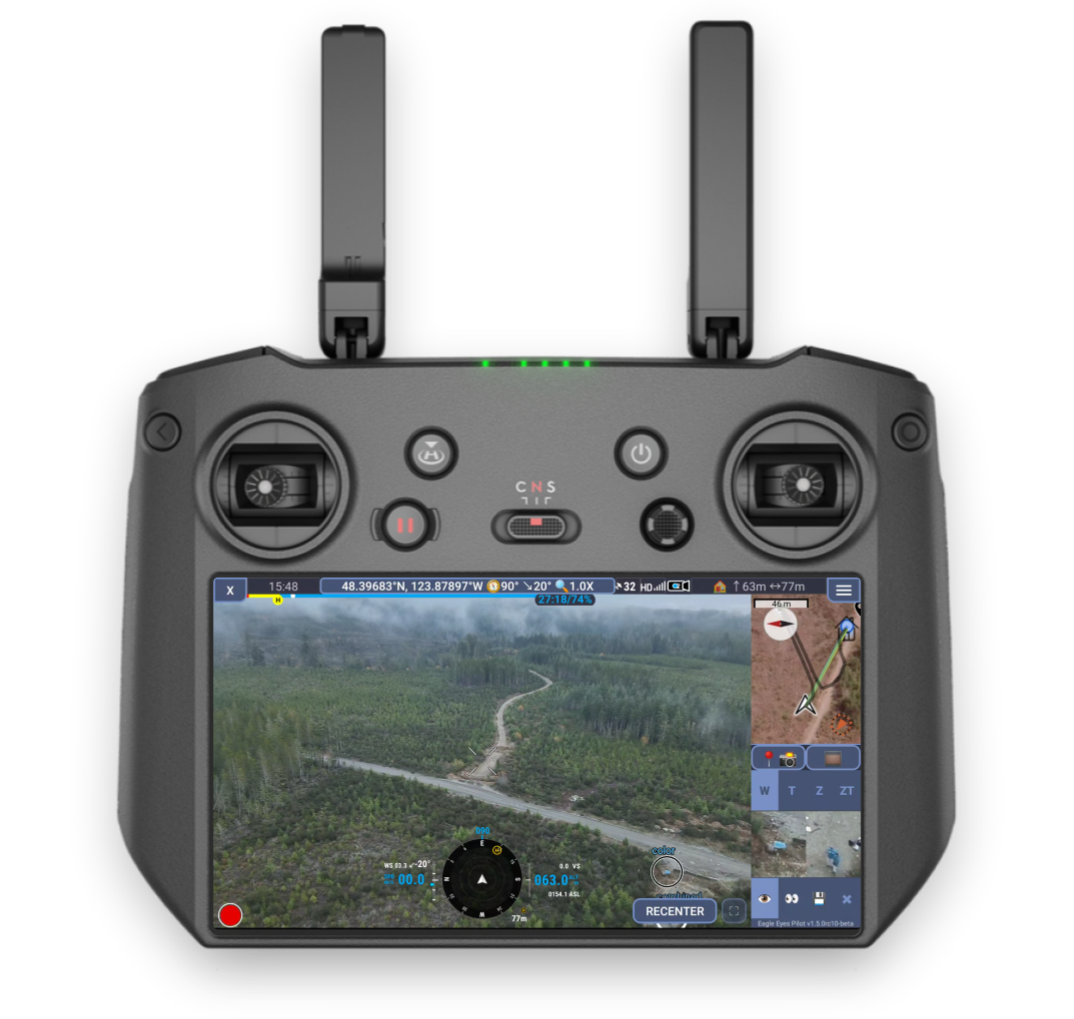 Eagle Eyes Pilot running on a DJI drone controller